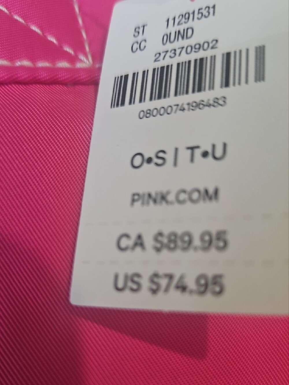 PINK Victoria's Secret Bright Pink Studded Drawstring Backpack - Picture 7 of 12
